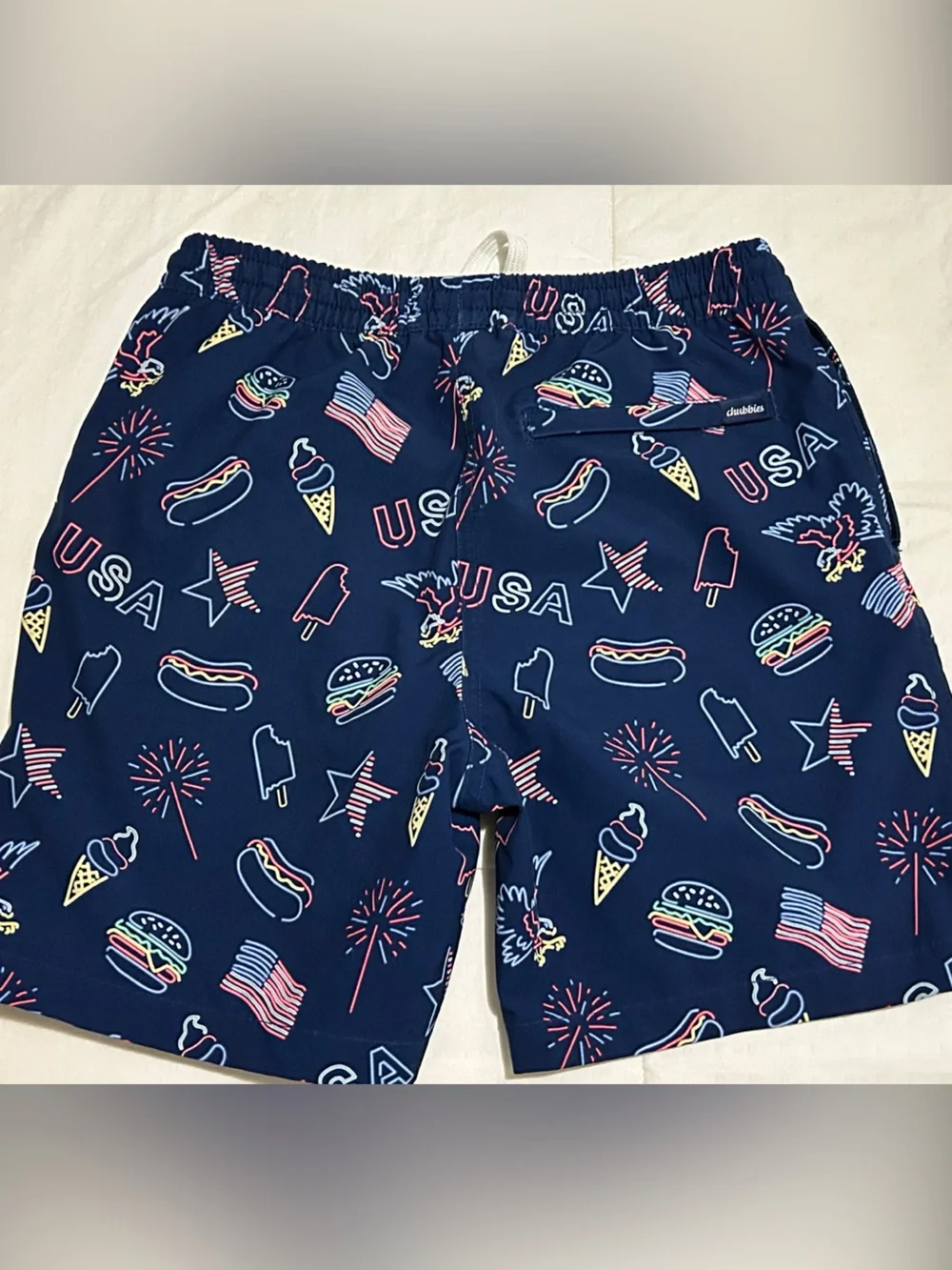 chubbies Navy USA Print Kids Swim Trunks